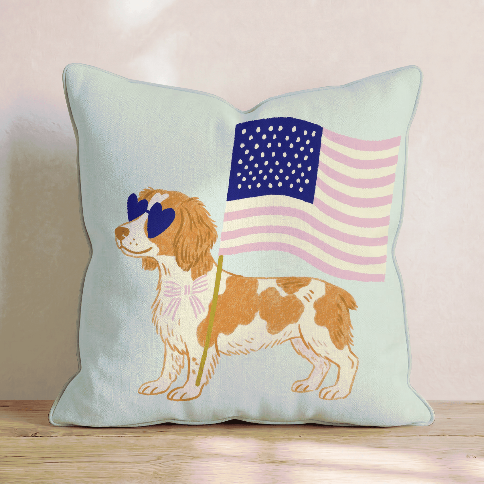 Patriotic Brittany Spaniel Throw Pillow - Hillcroft Home