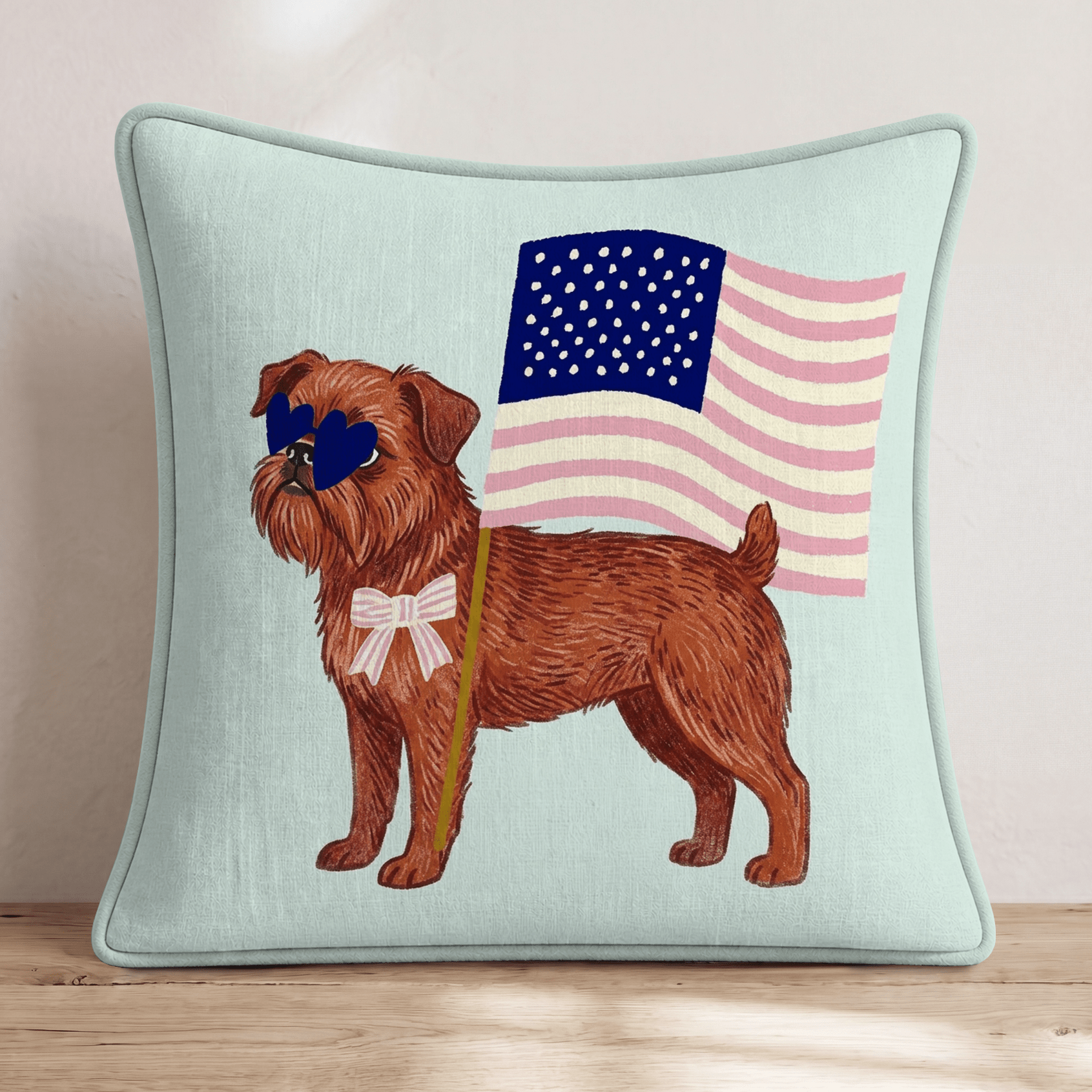 Patriotic Brussels Griffon Throw Pillow - Hillcroft Home