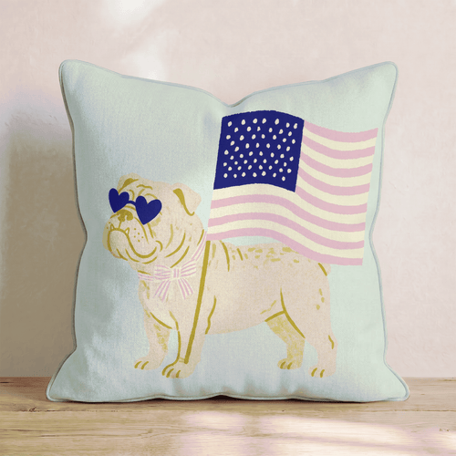 Patriotic Bulldog Throw Pillow - Hillcroft Home