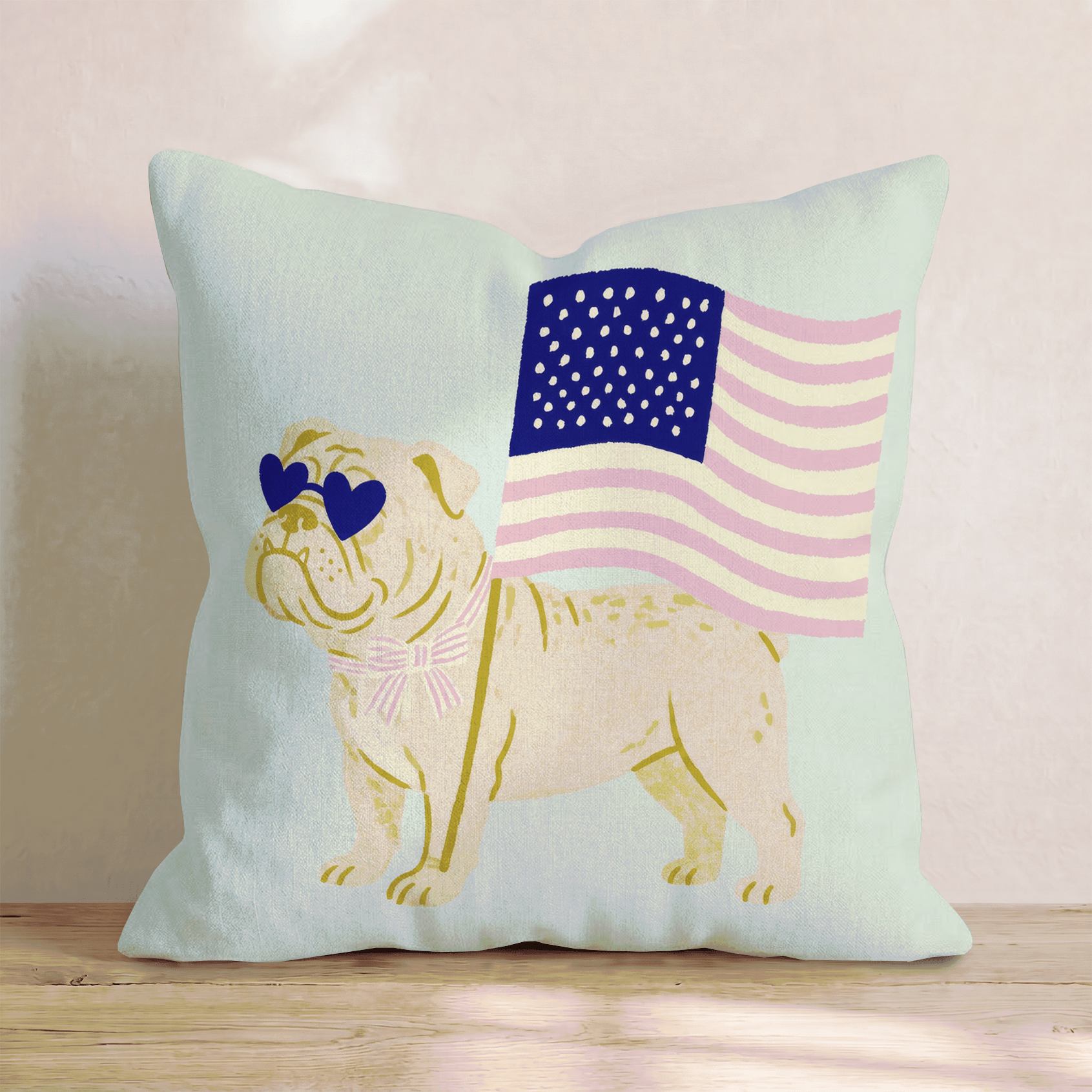 Patriotic Bulldog Throw Pillow - Hillcroft Home