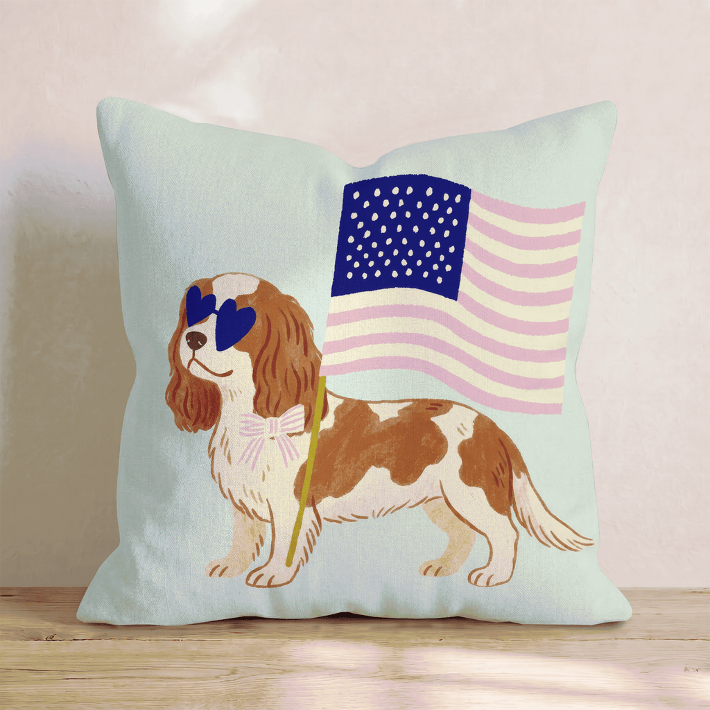 Patriotic Cavalier King Charles Spaniel Throw Pillow - Hillcroft Home