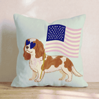 Patriotic Cavalier King Charles Spaniel Throw Pillow - Hillcroft Home