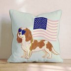 Patriotic Cavalier King Charles Spaniel Throw Pillow - Hillcroft Home