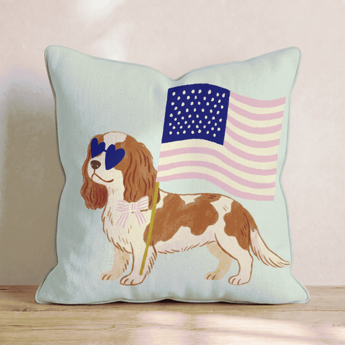 Patriotic Cavalier King Charles Spaniel Throw Pillow - Hillcroft Home