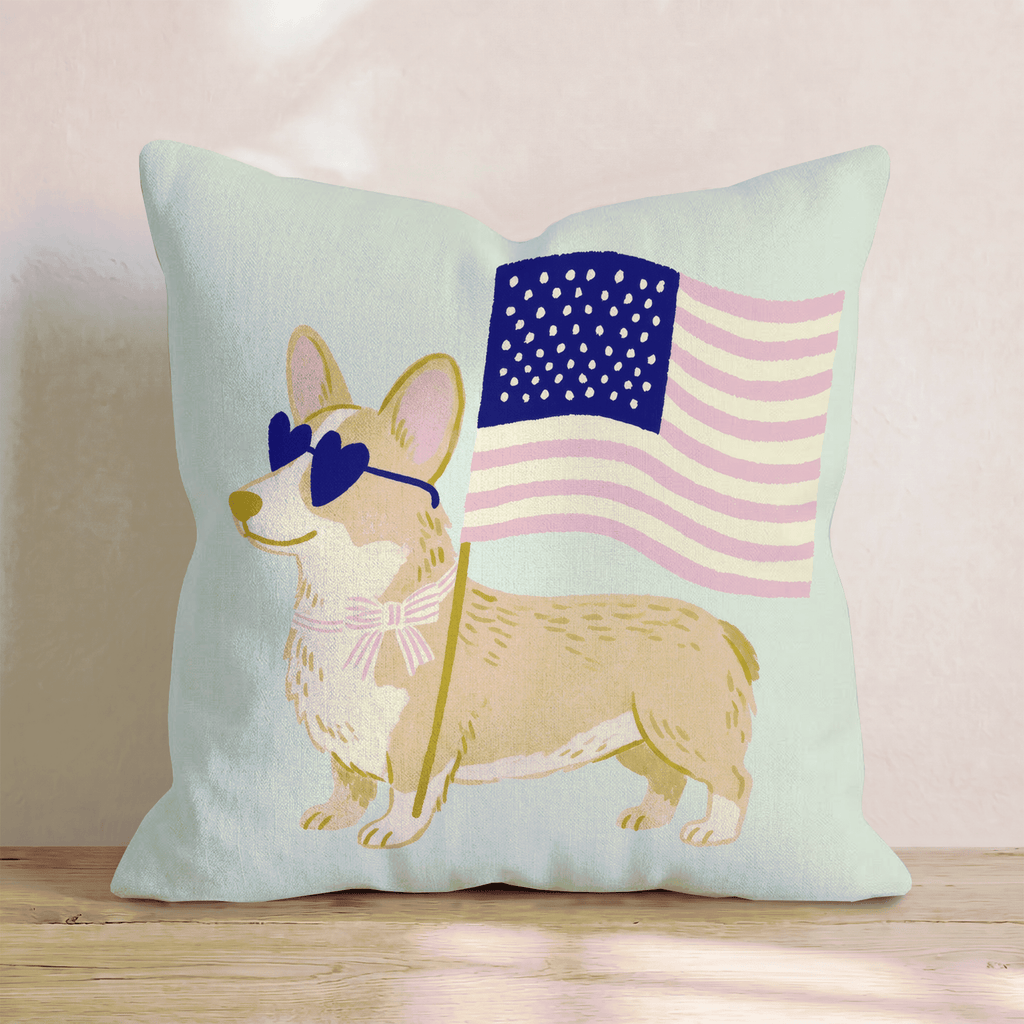 Patriotic Corgi Throw Pillow - Hillcroft Home