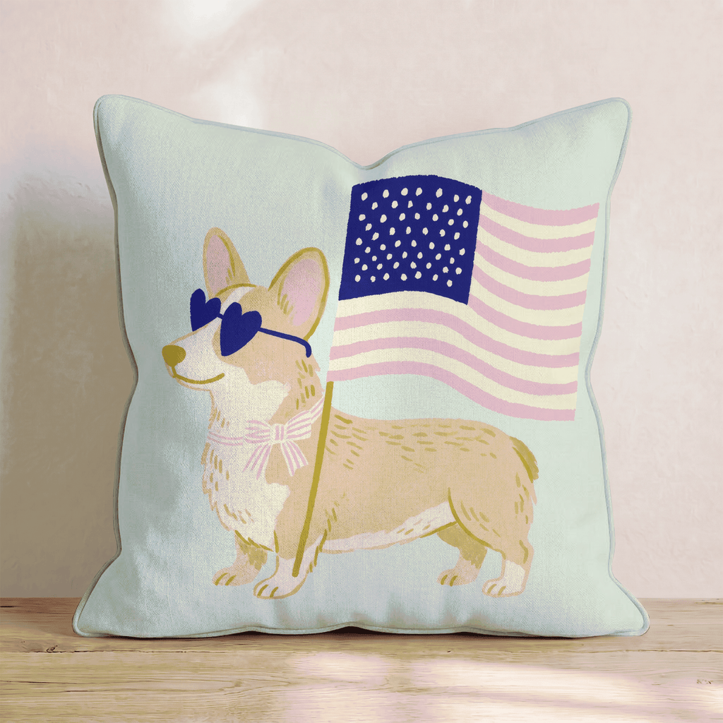 Patriotic Corgi Throw Pillow - Hillcroft Home