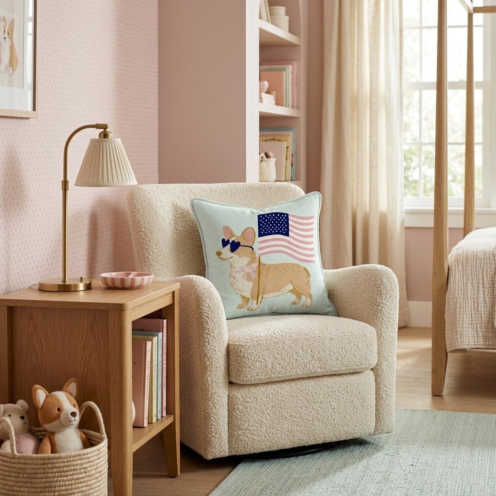 Patriotic Corgi Throw Pillow - Hillcroft Home