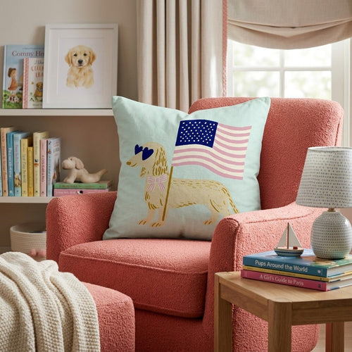 Patriotic Dachshund Throw Pillow - Hillcroft Home