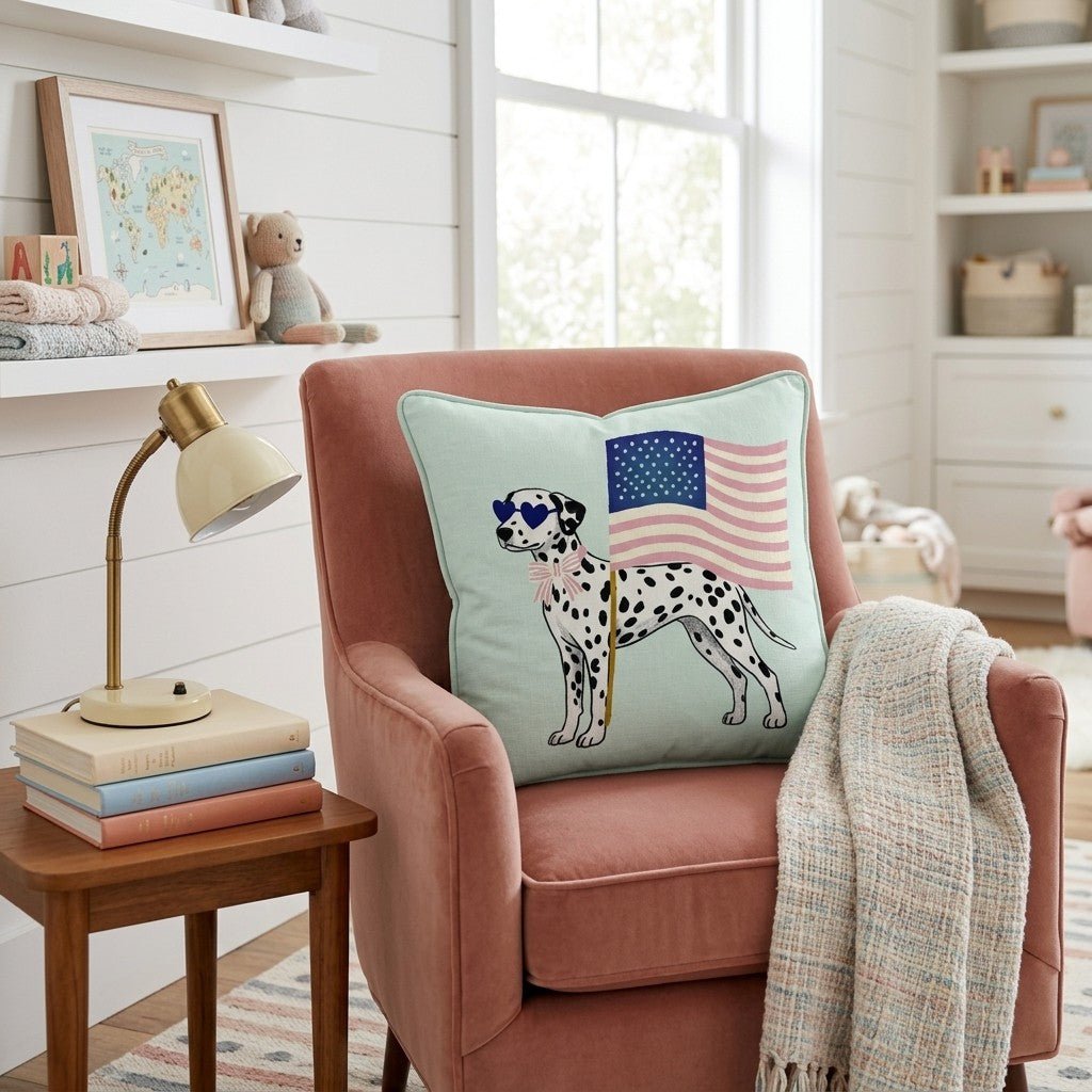 Patriotic Dalmatian Throw Pillow - Hillcroft Home
