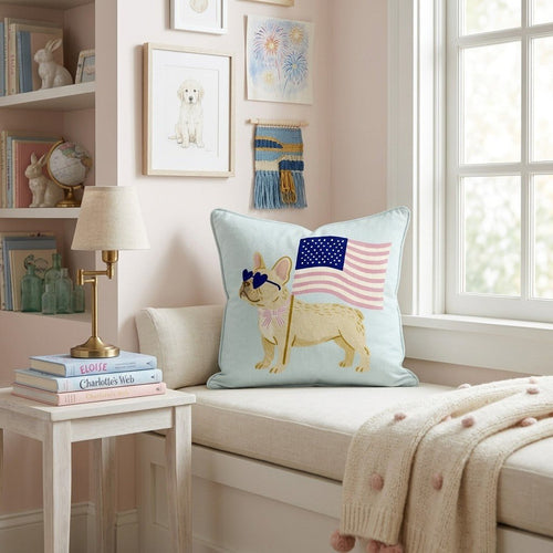 Patriotic French Bulldog Throw Pillow - Hillcroft Home