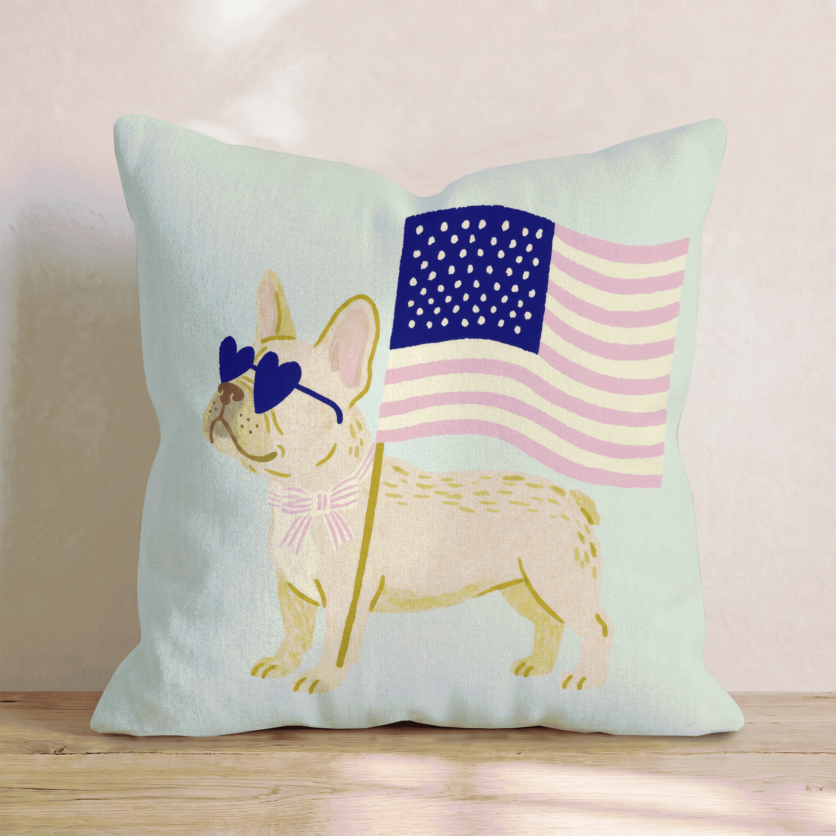 Patriotic French Bulldog Throw Pillow - Hillcroft Home