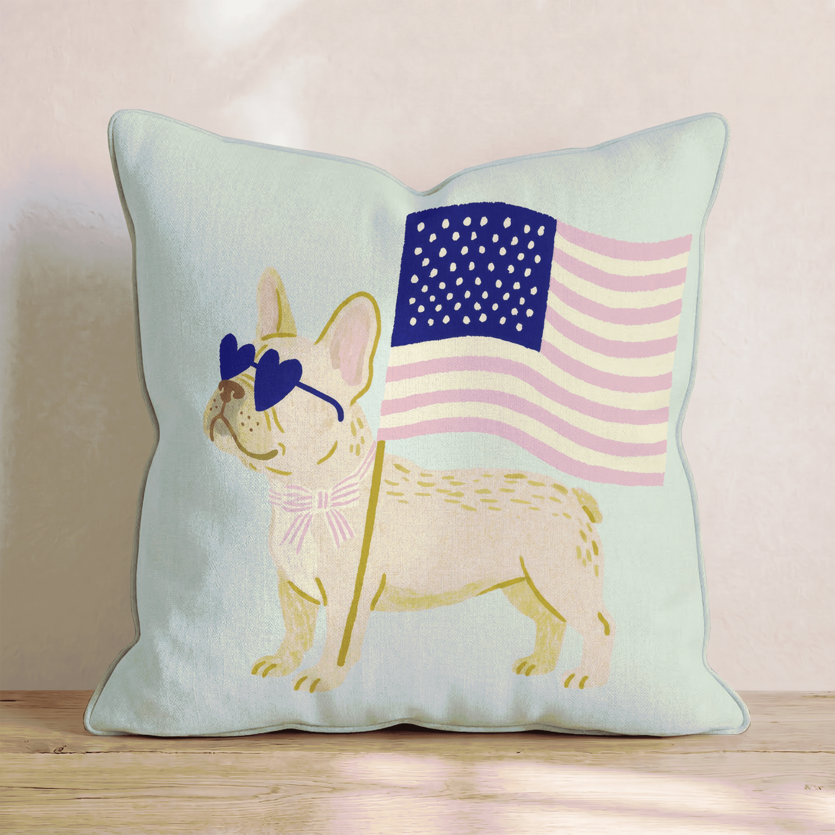Patriotic French Bulldog Throw Pillow - Hillcroft Home