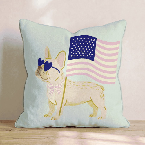 Patriotic French Bulldog Throw Pillow - Hillcroft Home