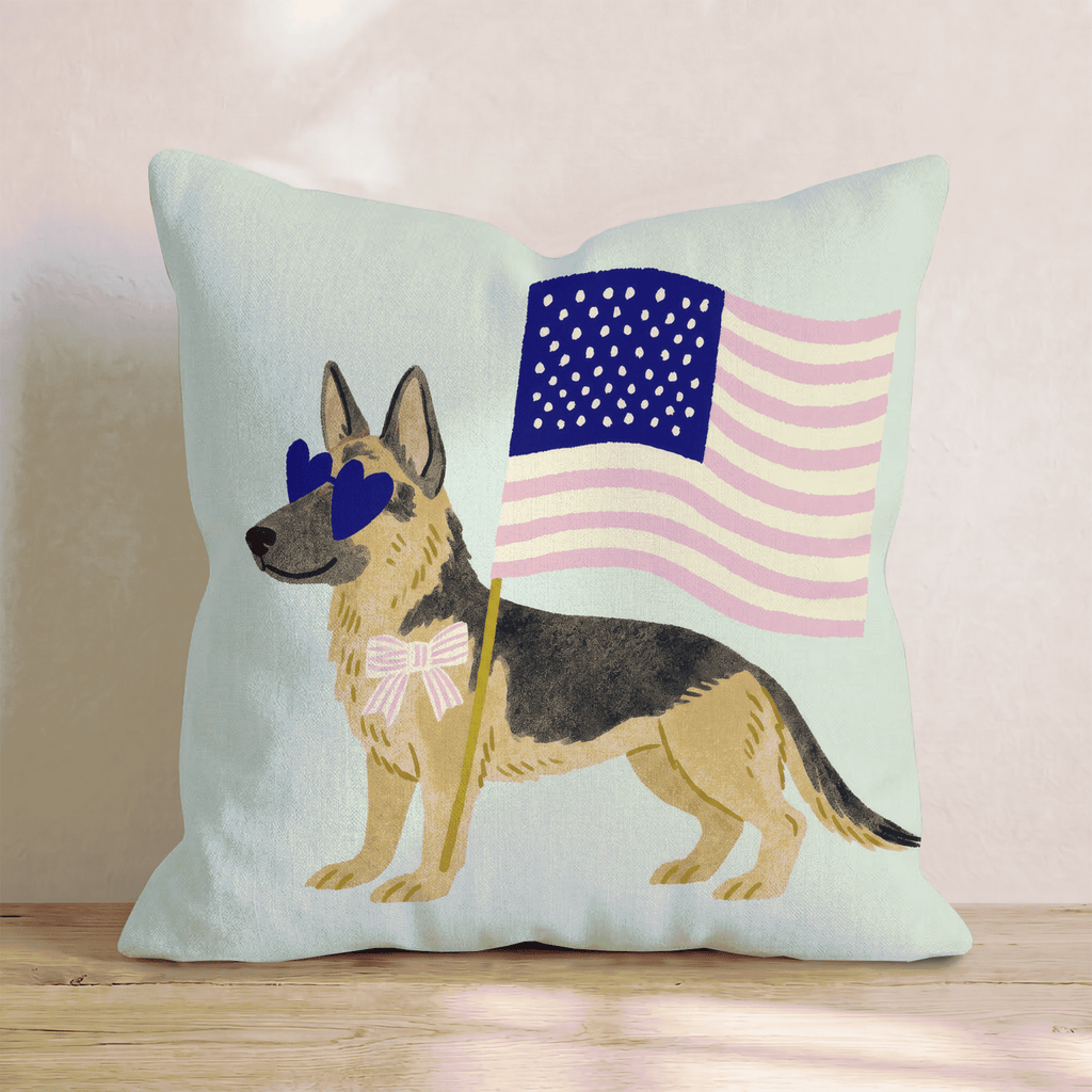 Patriotic German Shepherd Throw Pillow - Hillcroft Home
