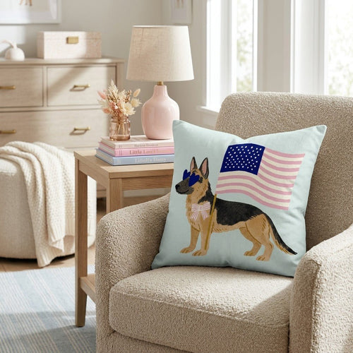 Patriotic German Shepherd Throw Pillow - Hillcroft Home