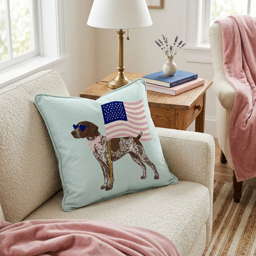 Patriotic German Shorthaired Pointer Throw Pillow - Hillcroft Home