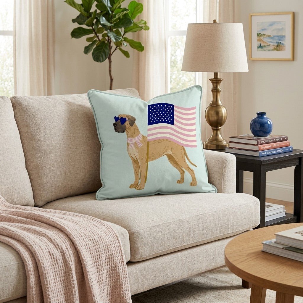 Patriotic Great Dane Throw Pillow - Hillcroft Home