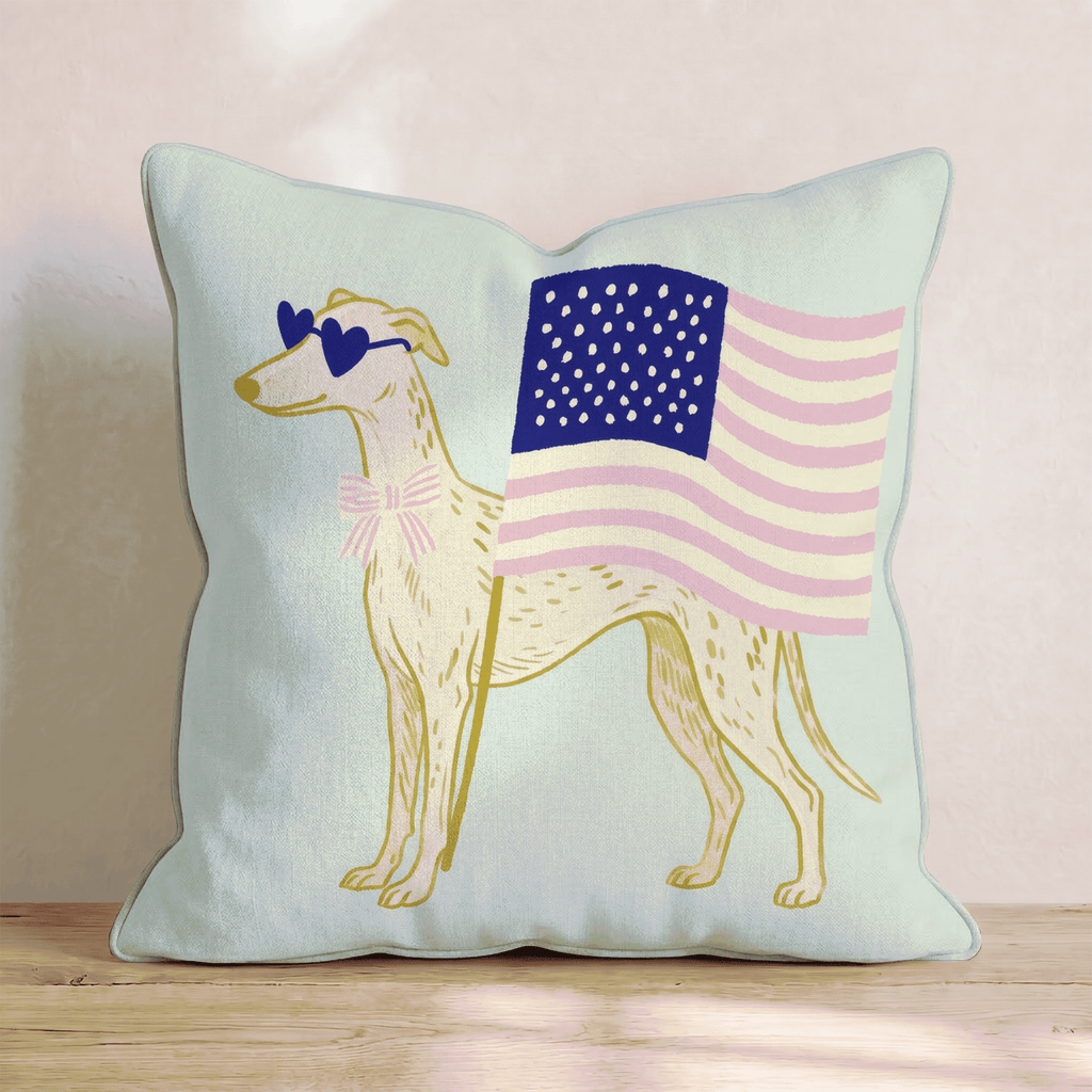 Patriotic Greyhound Throw Pillow - Hillcroft Home