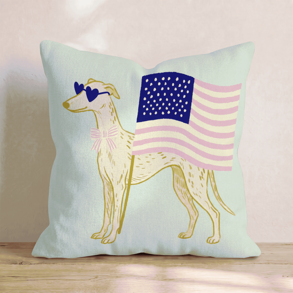 Patriotic Greyhound Throw Pillow - Hillcroft Home