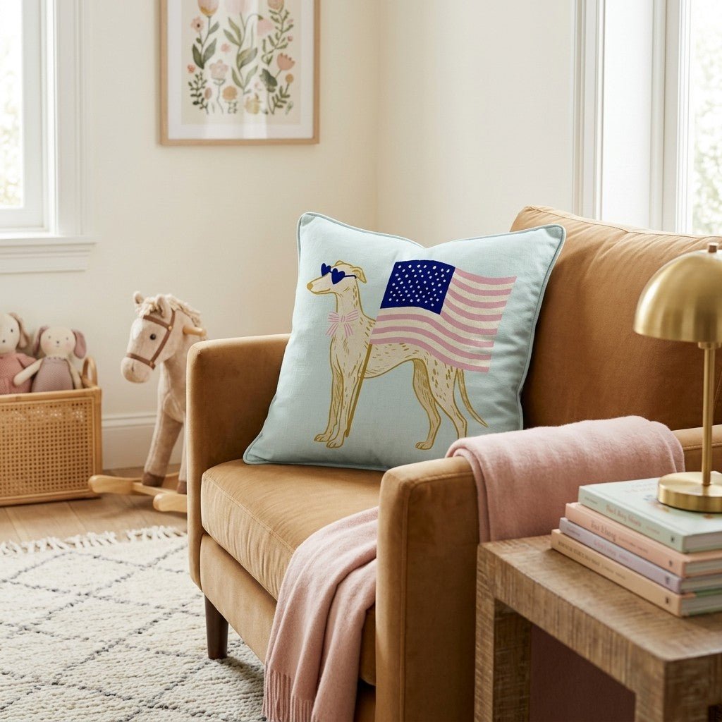Patriotic Greyhound Throw Pillow - Hillcroft Home