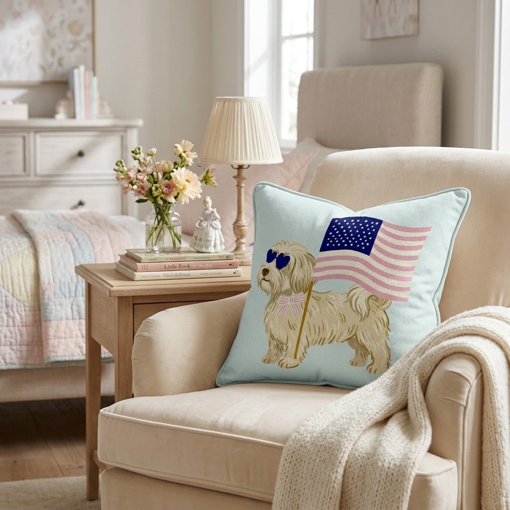 Patriotic Havanese Throw Pillow - Hillcroft Home