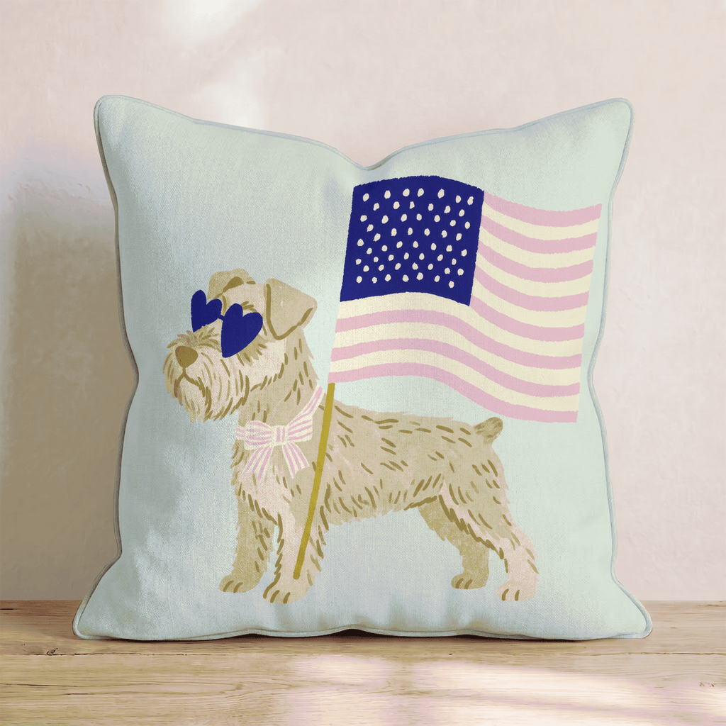 Patriotic Miniature Schnauzer Throw Pillow - Hillcroft Home