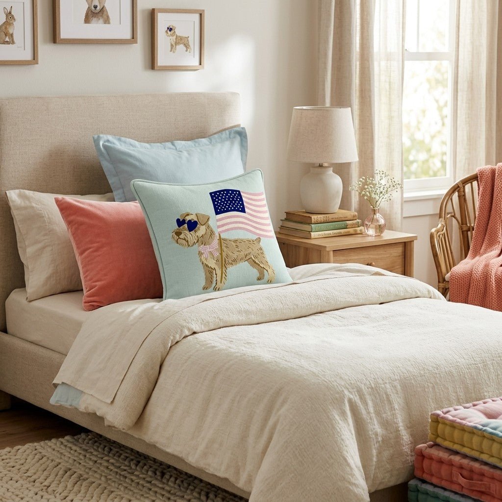 Patriotic Miniature Schnauzer Throw Pillow - Hillcroft Home
