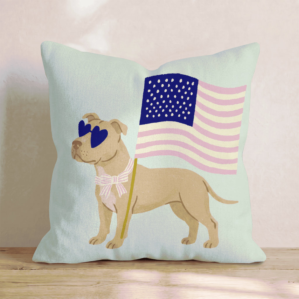 Patriotic Pit Bull Throw Pillow - Hillcroft Home