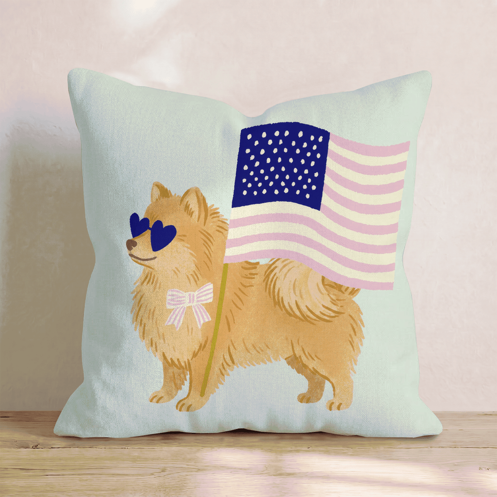 Patriotic Pomeranian Throw Pillow - Hillcroft Home