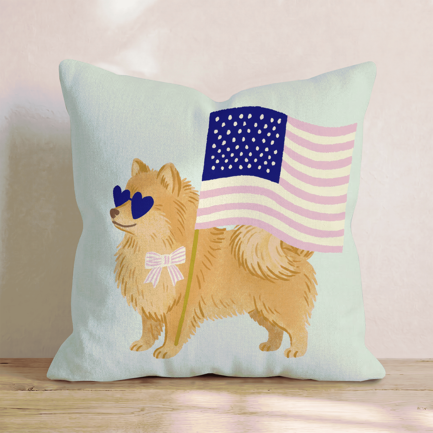 Patriotic Pomeranian Throw Pillow - Hillcroft Home