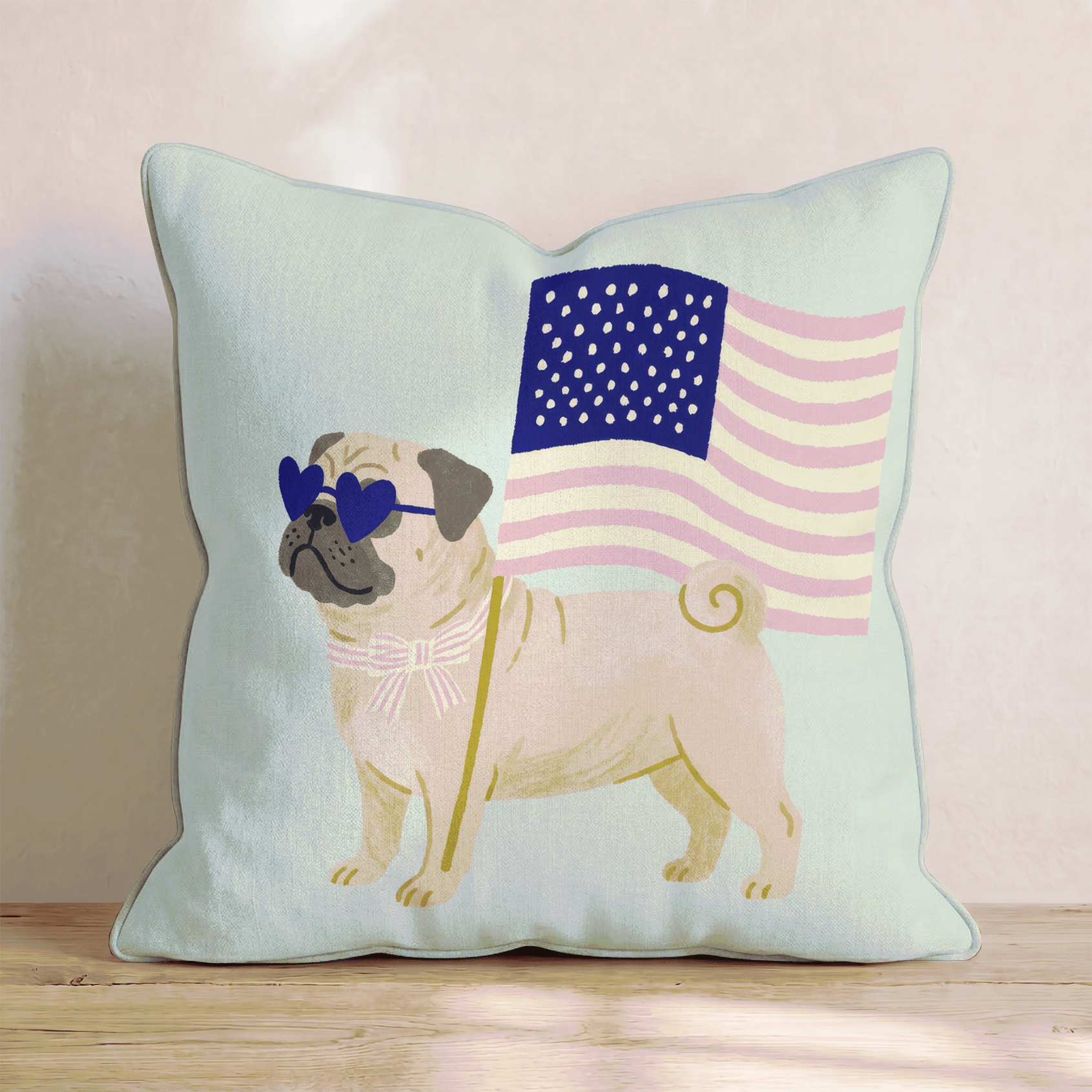 Patriotic Pug Throw Pillow - Hillcroft Home