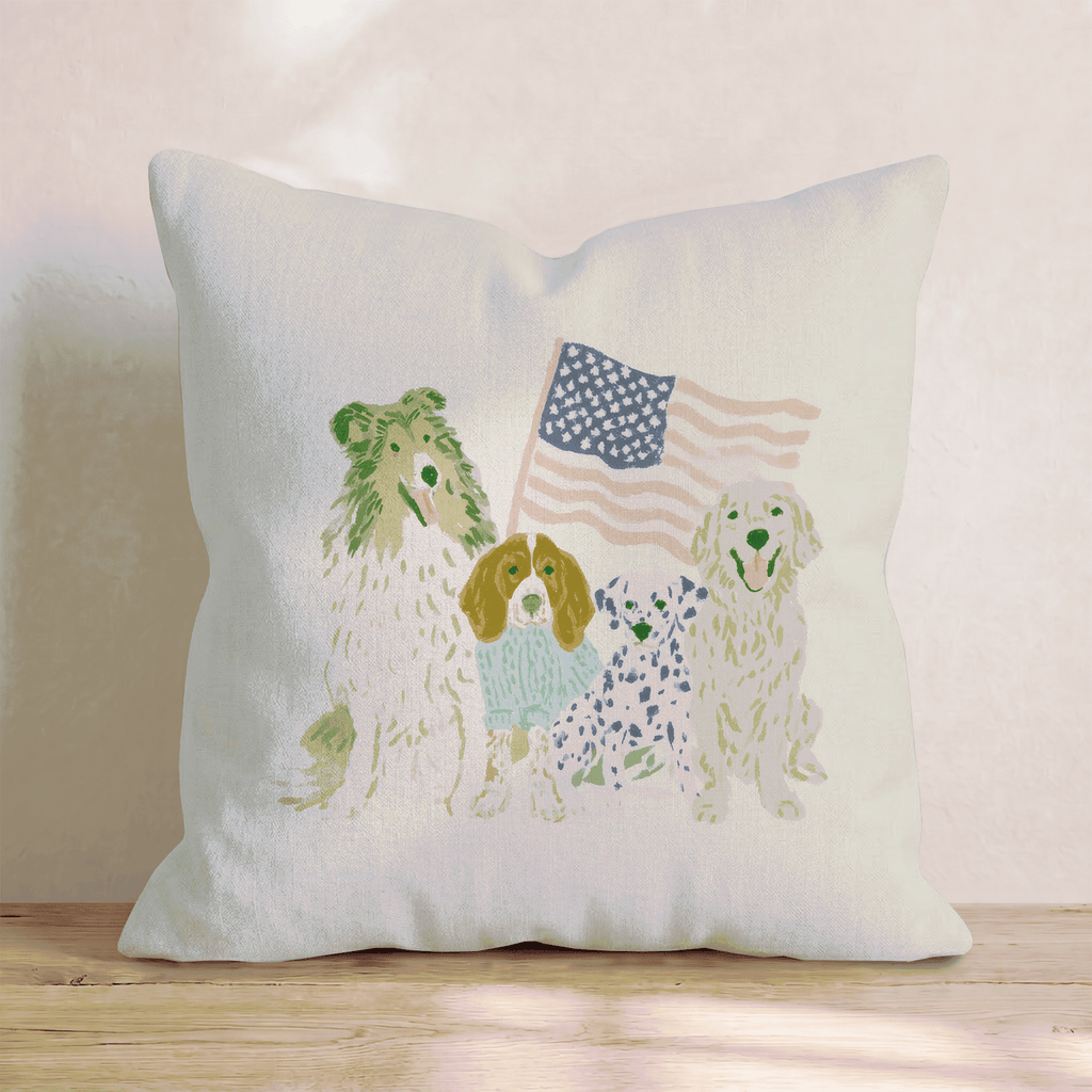 Patriotic Puppies Throw Pillow - Hillcroft Home