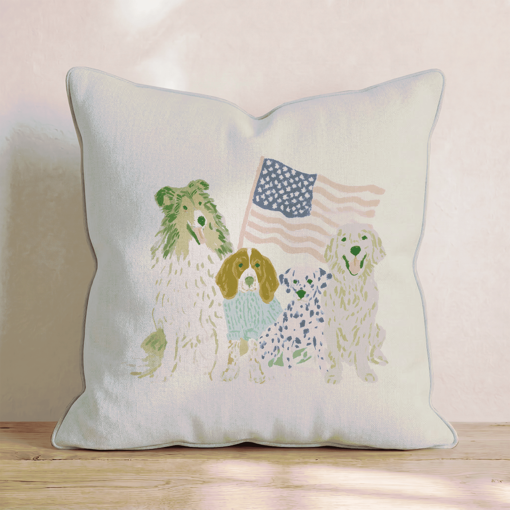 Patriotic Puppies Throw Pillow - Hillcroft Home