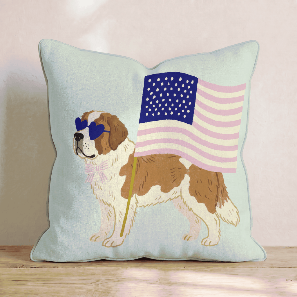 Patriotic Saint Bernard Throw Pillow - Hillcroft Home