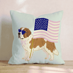 Patriotic Saint Bernard Throw Pillow - Hillcroft Home
