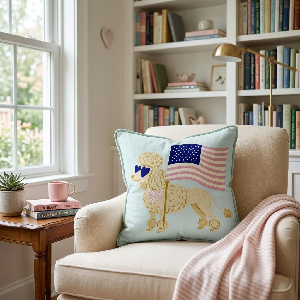 Patriotic Shetland Sheepdog Throw Pillow - Hillcroft Home