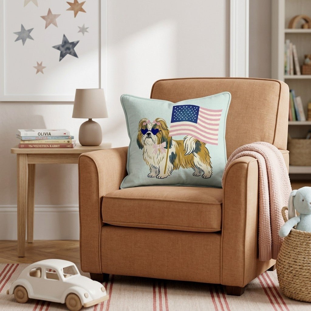 Patriotic Shih Tzu Throw Pillow - Hillcroft Home