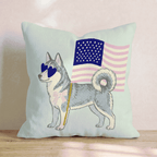 Patriotic Siberian Husky Throw Pillow - Hillcroft Home