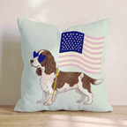Patriotic Springer Spaniel Throw Pillow - Hillcroft Home