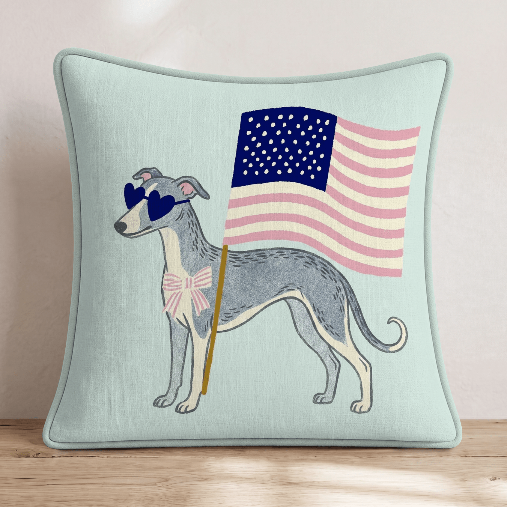 Patriotic Whippet Throw Pillow - Hillcroft Home