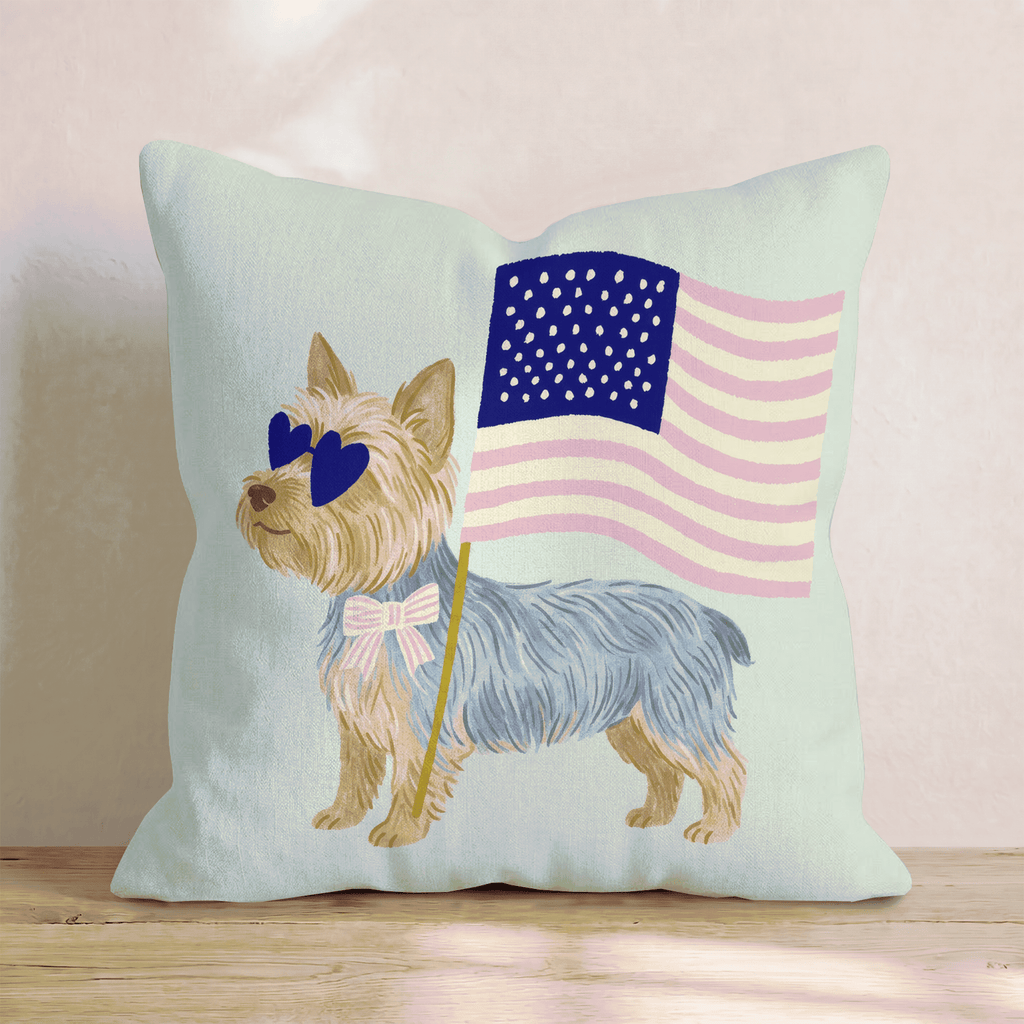 Patriotic Yorkshire Terrier Throw Pillow - Hillcroft Home