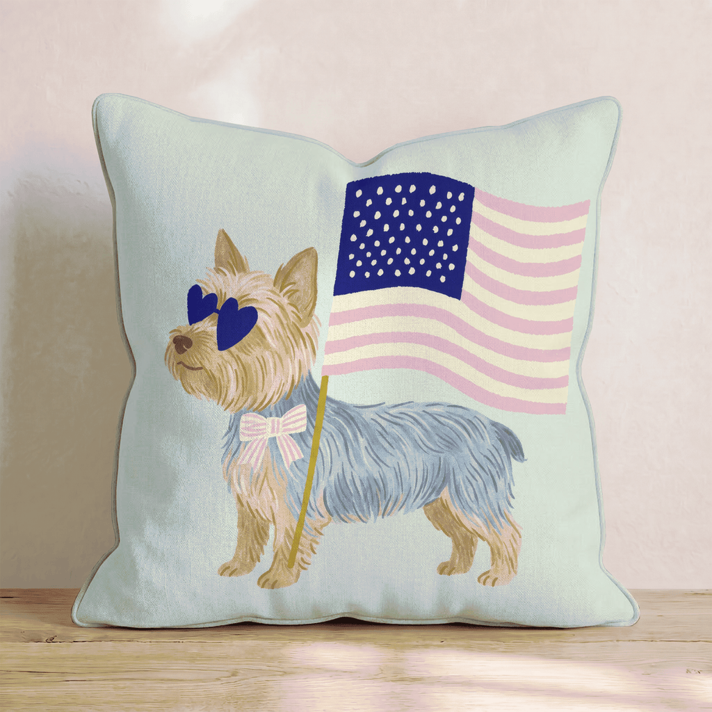 Patriotic Yorkshire Terrier Throw Pillow - Hillcroft Home