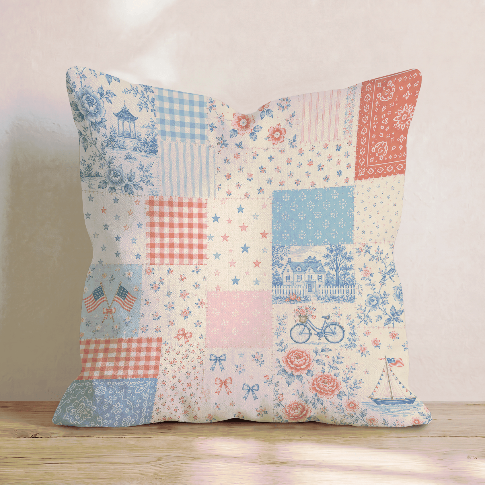 Patriot's Quilt Throw Pillow - Hillcroft Home