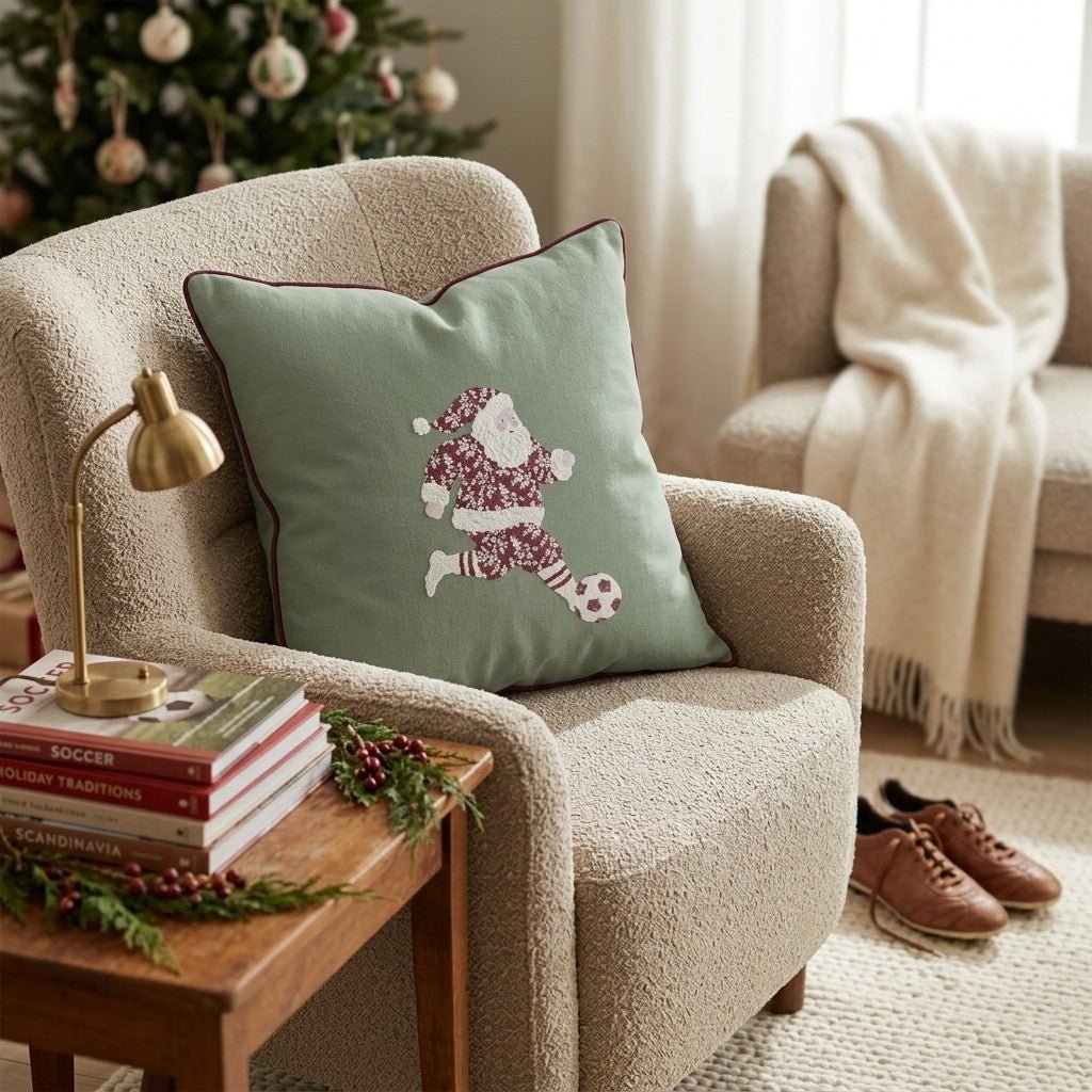 Pattern Santa Soccer Throw Pillow - Hillcroft Home
