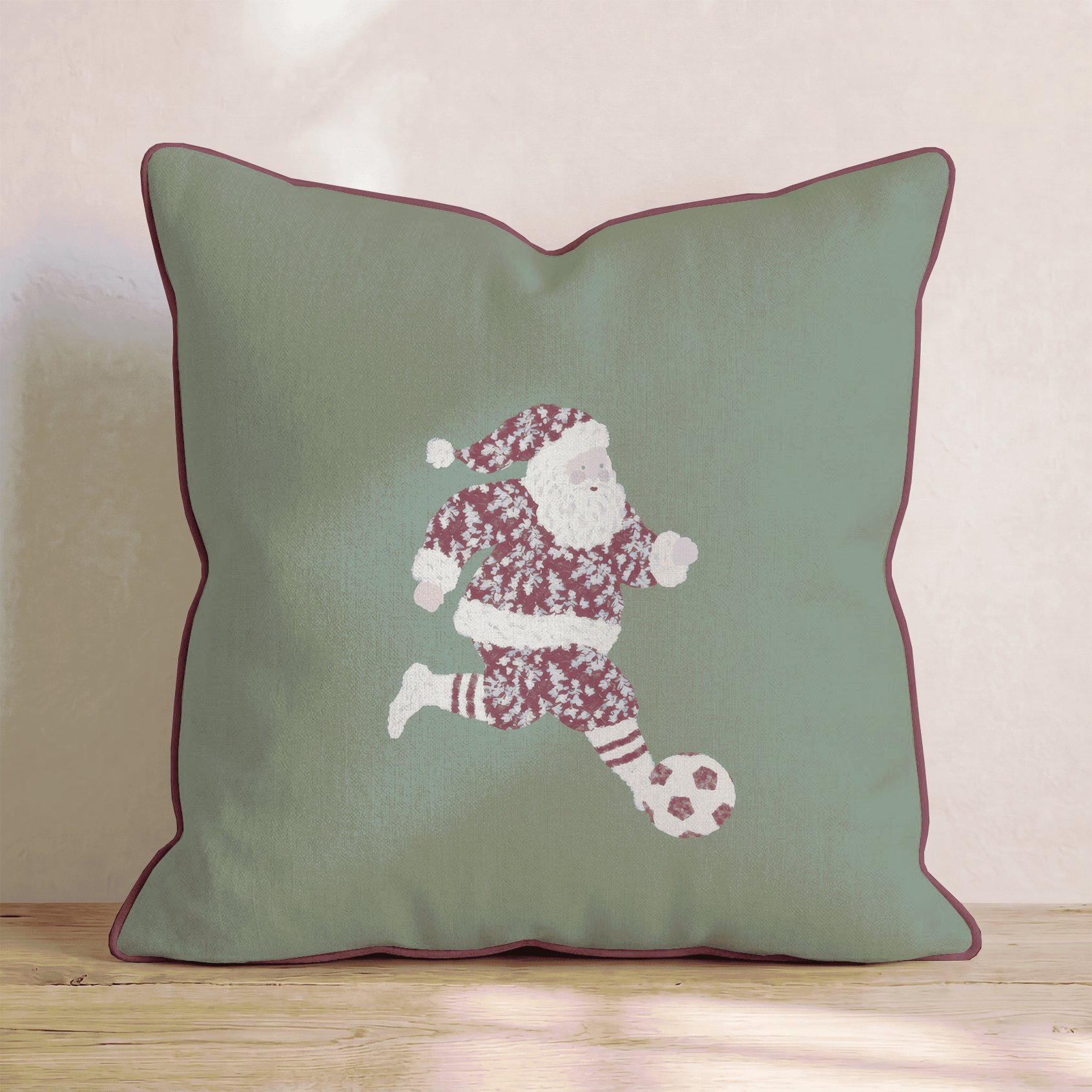 Pattern Santa Soccer Throw Pillow - Hillcroft Home