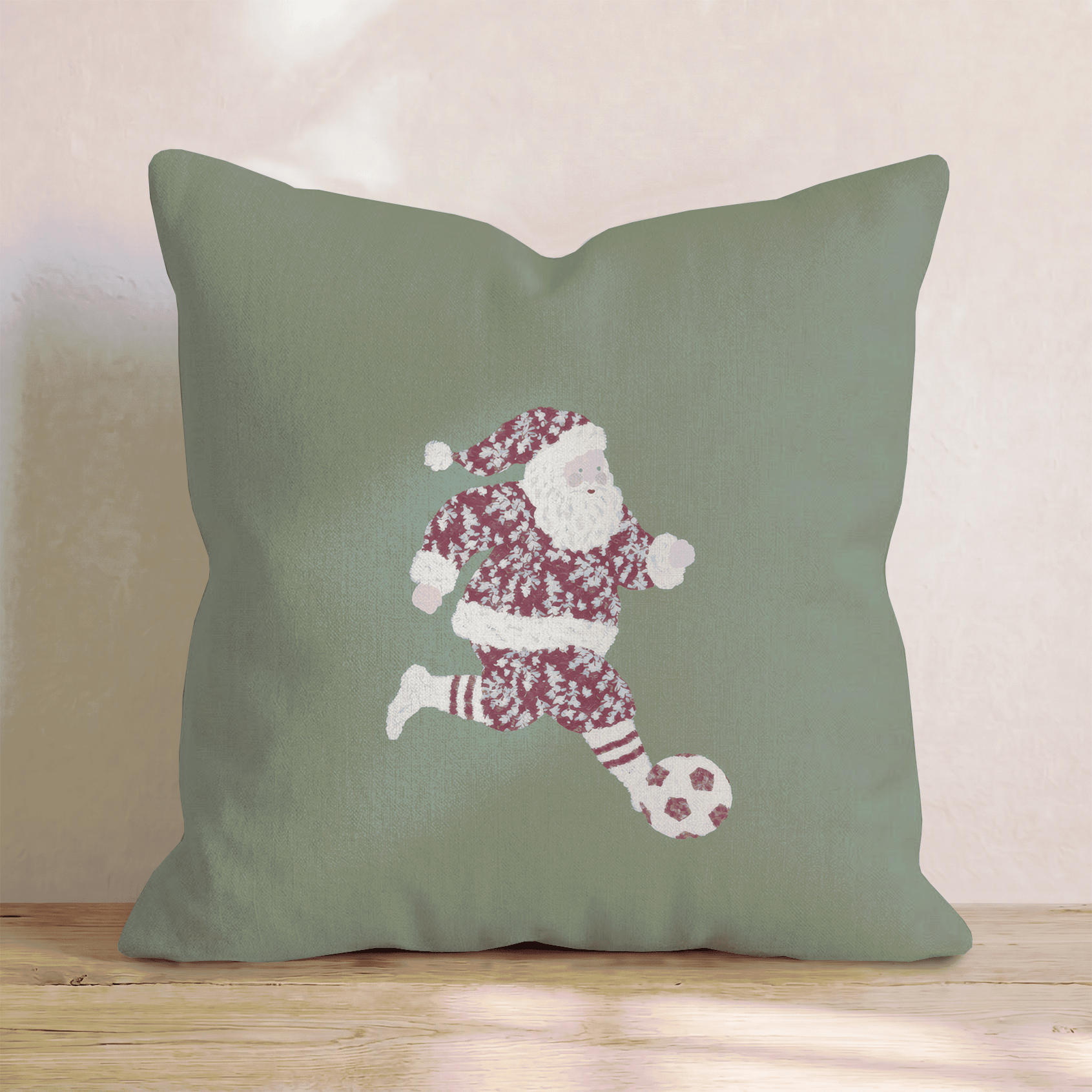 Pattern Santa Soccer Throw Pillow - Hillcroft Home