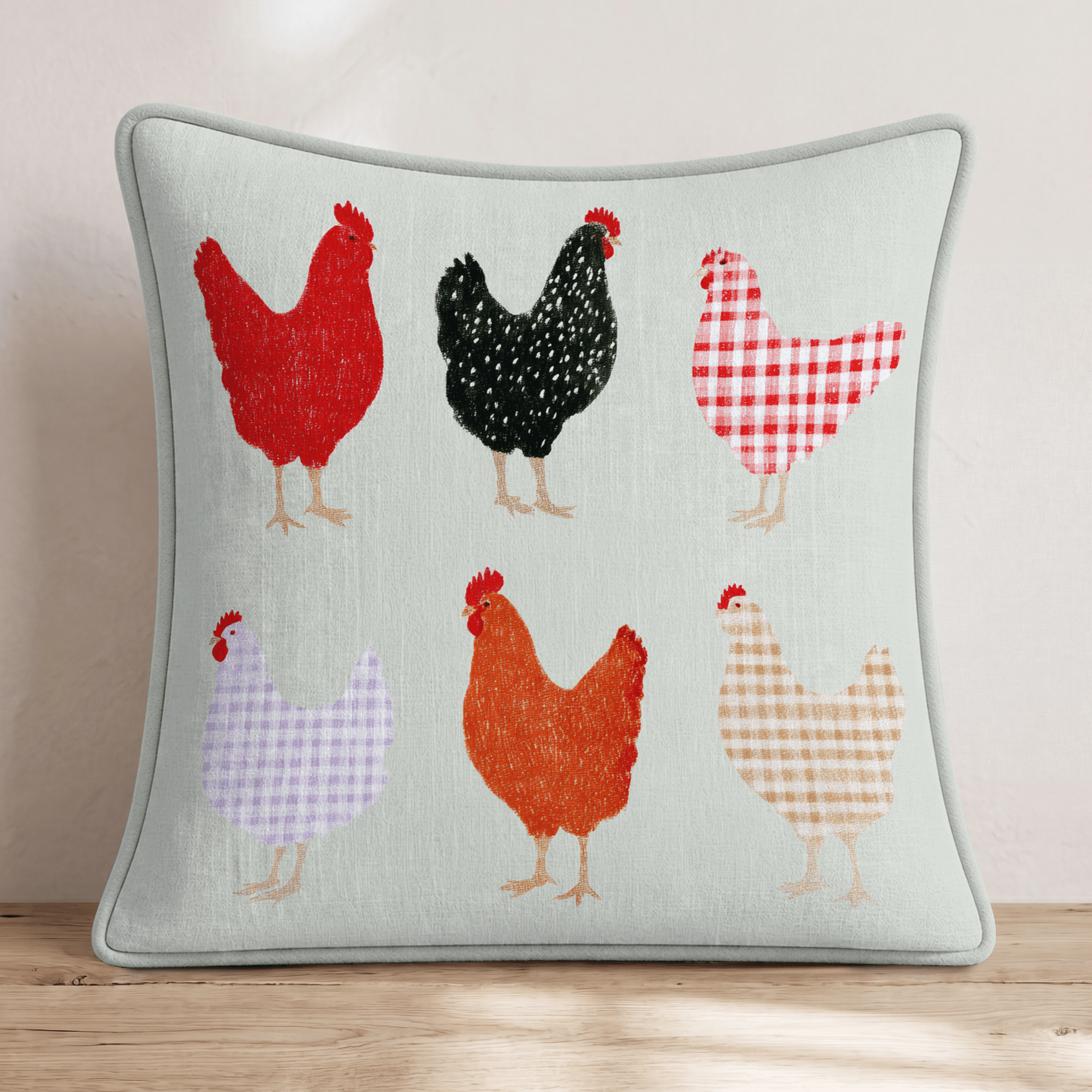 Patterned Roosters Throw Pillow - Hillcroft Home