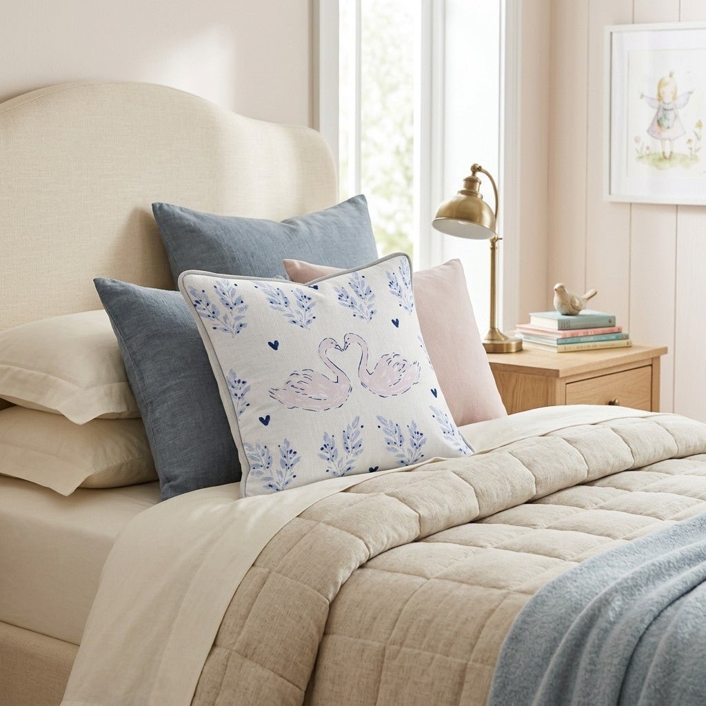 Patterned Swans Throw Pillow - Hillcroft Home