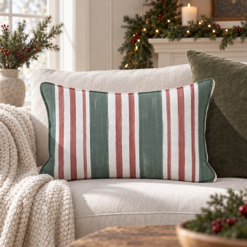 Pavilion Stripe Brick Throw Pillow throw pillow - Hillcroft Home