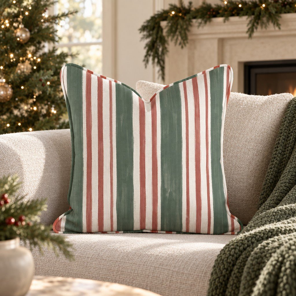 Pavilion Stripe Brick Throw Pillow throw pillow - Hillcroft Home